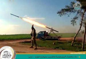 Faylaq Al Sham (Islamic Affiliated) Rocket Mounted Technical on the Outskirts of Idlib