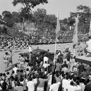 President Kenneth KAUNDA of Zambia arriving at the United Nations Seminar on Apartheid, Racial Discr