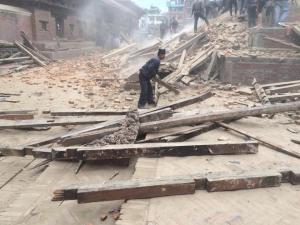 Patan Durbar Square after April 2015 Nepal earthquake; Patan, Nepal, April 2015