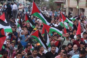 Palestinians Celebrate Raising of Flag Outside U.N. Headquarters; Nablus, Palestine, Sept 2015