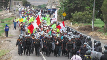 One of the many demonstrations against the Tia Maria mining project in Perú