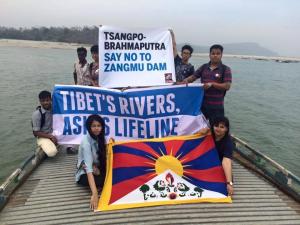 Students for a Free Tibet Protest Dam Construction; Guwahati, India, March 2016