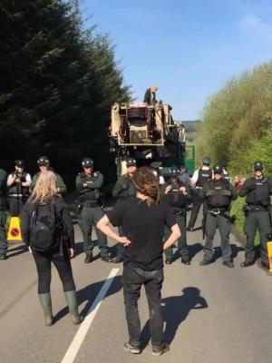 Police Block Roads to Fracking Sites From Protestors; Woodburn, Northern Ireland, May 2016