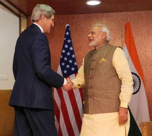 Indian Prime Minister Modi Meets US Sec. of State Kerry, Gujarat India, Jan 2015