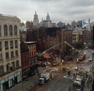 Demolition work the day after the devastating explosion