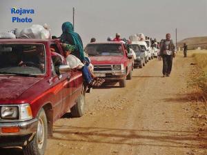 Women and Children Fleeing Northern Syria Conflict; West of Tal Abyad, Syria, June 2015